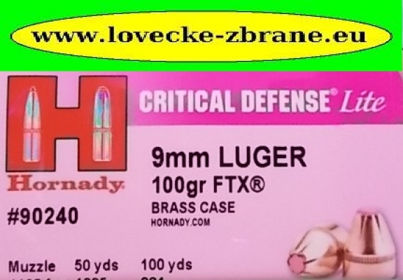 Obrázek pro Náboj 9mm Luger Hornady Critical Defense FTX 100gr.-zvýšený ranivý účinek-A1